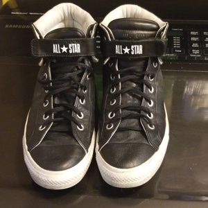 Men's size 12 Black leather Converse shoes